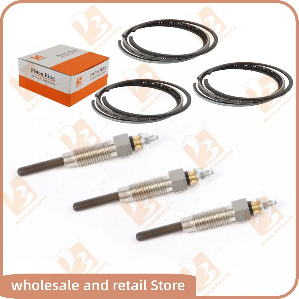 

3 шт. свечей накаливания 30L66-00302 для двигателя Mitsubishi L3E, 3-цилиндровые поршневые кольца 76*2HK+2+3 мм, запчасти для экскаваторов