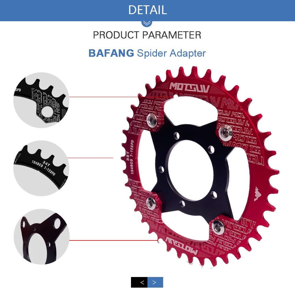 Electric Bicycle Tongsheng BaFang Chainwheel 104BCD Disc Holder 32T 34T 36T 38T Chain Ring Suitable For Ebike Accessories