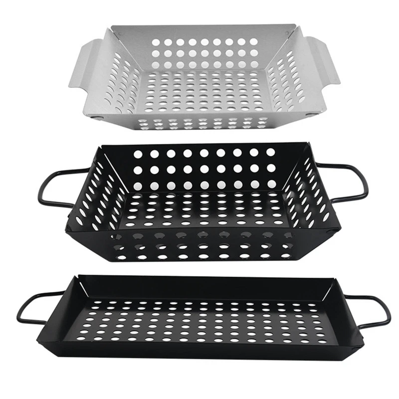 

Grill Basket Nonstick Grill with Holes BBQ Grill Trays Vegetable Grill Pans for Outdoor Grill Wok Grill Dropship