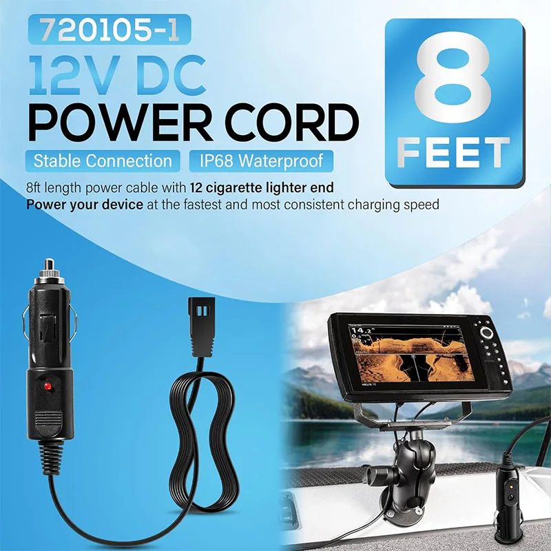 12V DC Port Power Cord 720105-1 Power Cable Compatible with Humminbird Helix 5/7/8/9/10/12/15, All ICE Helix, All ICE Flasher