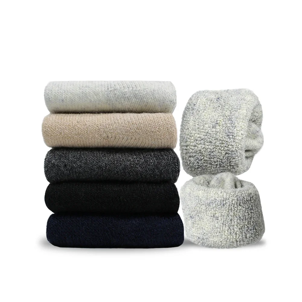 5 paar winter warme herensokken wol mannelijke damessokken super dikkere wollen sok tegen koude sneeuw badstof sokken vloer yoga sok