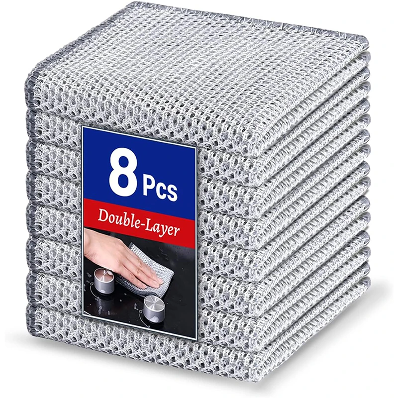 قماش تنظيف سحري على الوجهين من أسلاك الفولاذ المعدنية الخرق قماش أطباق المطبخ وسادة تجوب وعاء غسل الملابس منشفة أدوات نظيفة