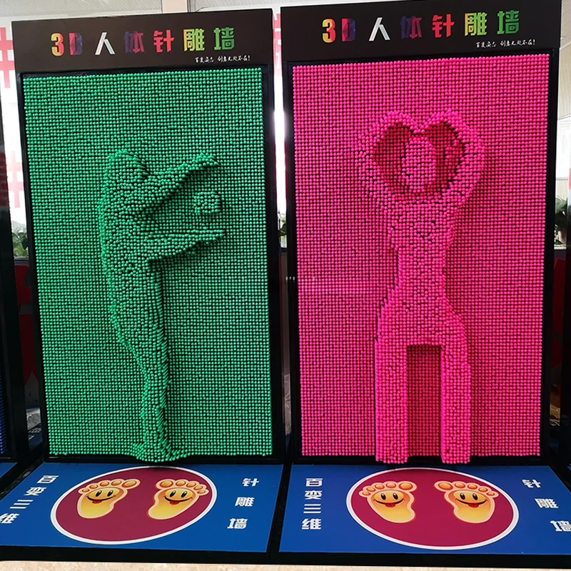 Large 3D Pin Art Board, Creative Plastic Pin Sculpture Screen, Wall Art Mold for Outdoor Amusement Park Decor