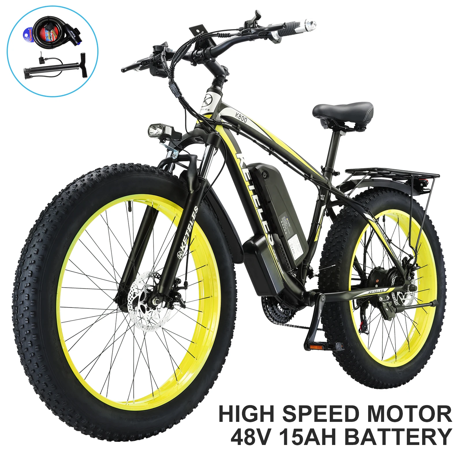 KETELES 26'' Adult Electric Bicycle Dual Motor 21-Speed E-Scooter with 48V 15AH Removable Lithium Battery 1000W Powerful Brushless Motor 28mph up to 50 Miles Full Aluminum Frame Ebike image 2