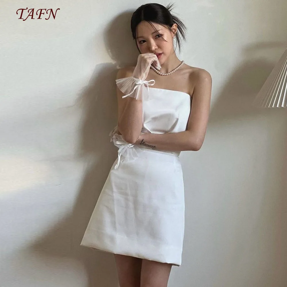 

TAFN Simple Wedding Dresses Two Piece A-line Bridal Gown Photo Shoot Strapless Elegant 웨딩 드레스