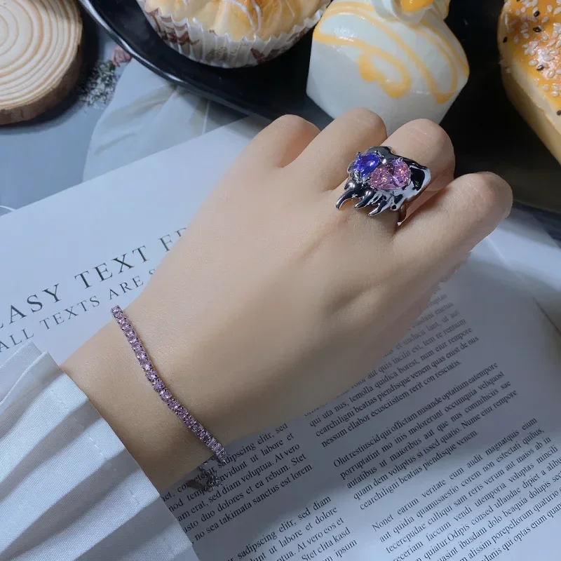 MDL مويسانيتي style.and the United States Tide Set ملمس معدني سائل مشع الحب الزركونيوم المطلي بالذهب عيار 18 قيراط