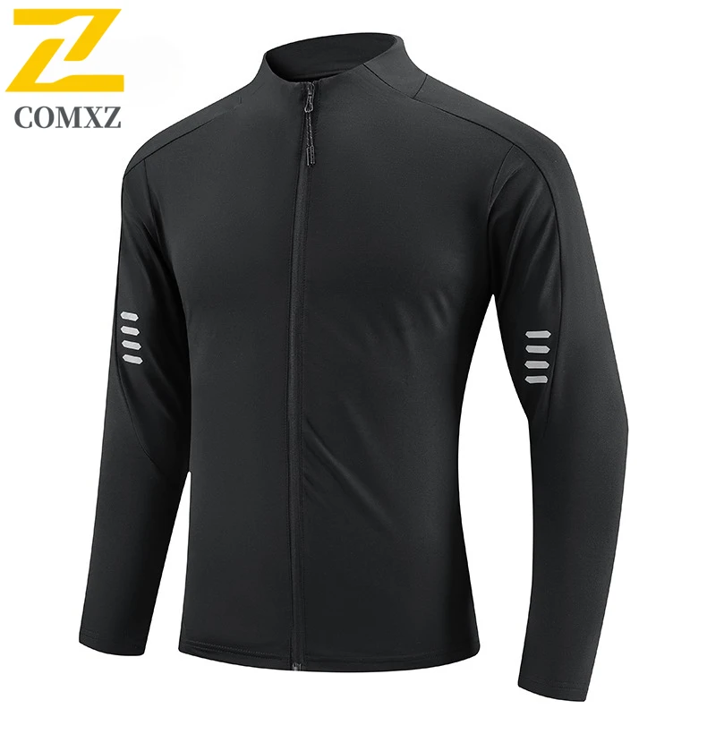 

2025 New Men's Sports Jacket Reflective Strip Fashionable Versatile Quick Drying Breathable Fitness Jacket Outdoor Jogging Coat