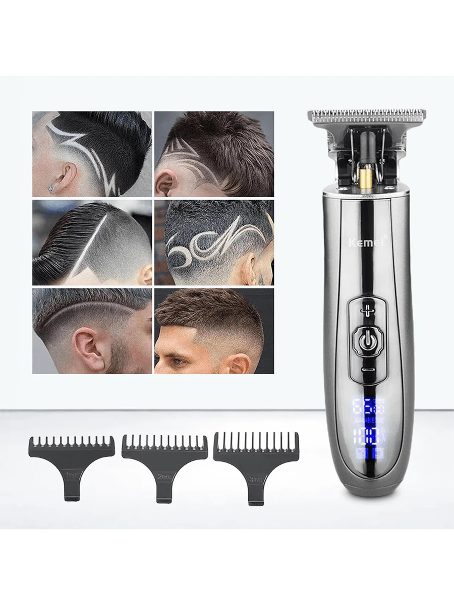 

Hair Trimmer Men's Electric Hair Clipper Kemei Km-129 Usb Rechargeable Hair Cutter Adult Razor With Digital Display