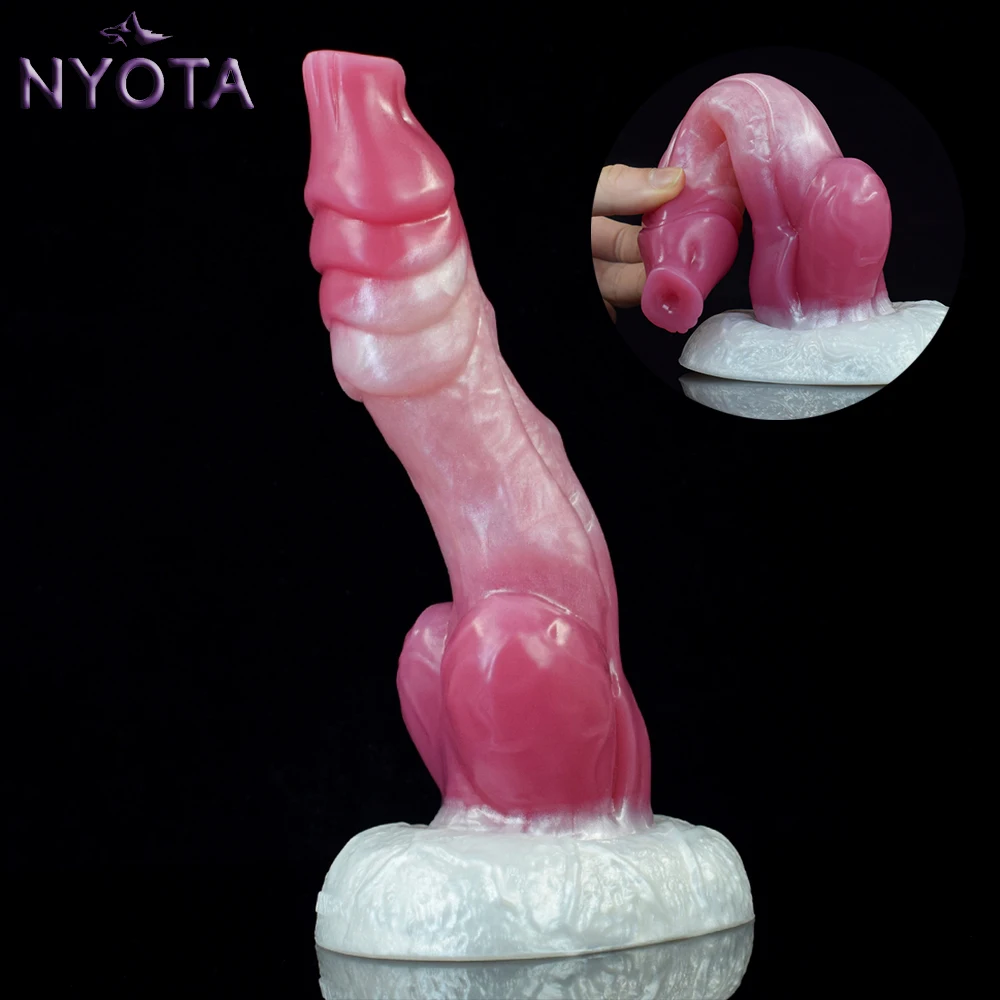 

NYOTA Curved Anal Butt Plug Animal Wolf Dildo For Men Anus Dilator Pink Silicone Penis Dick Adult Sex Toy For Female Masturbator