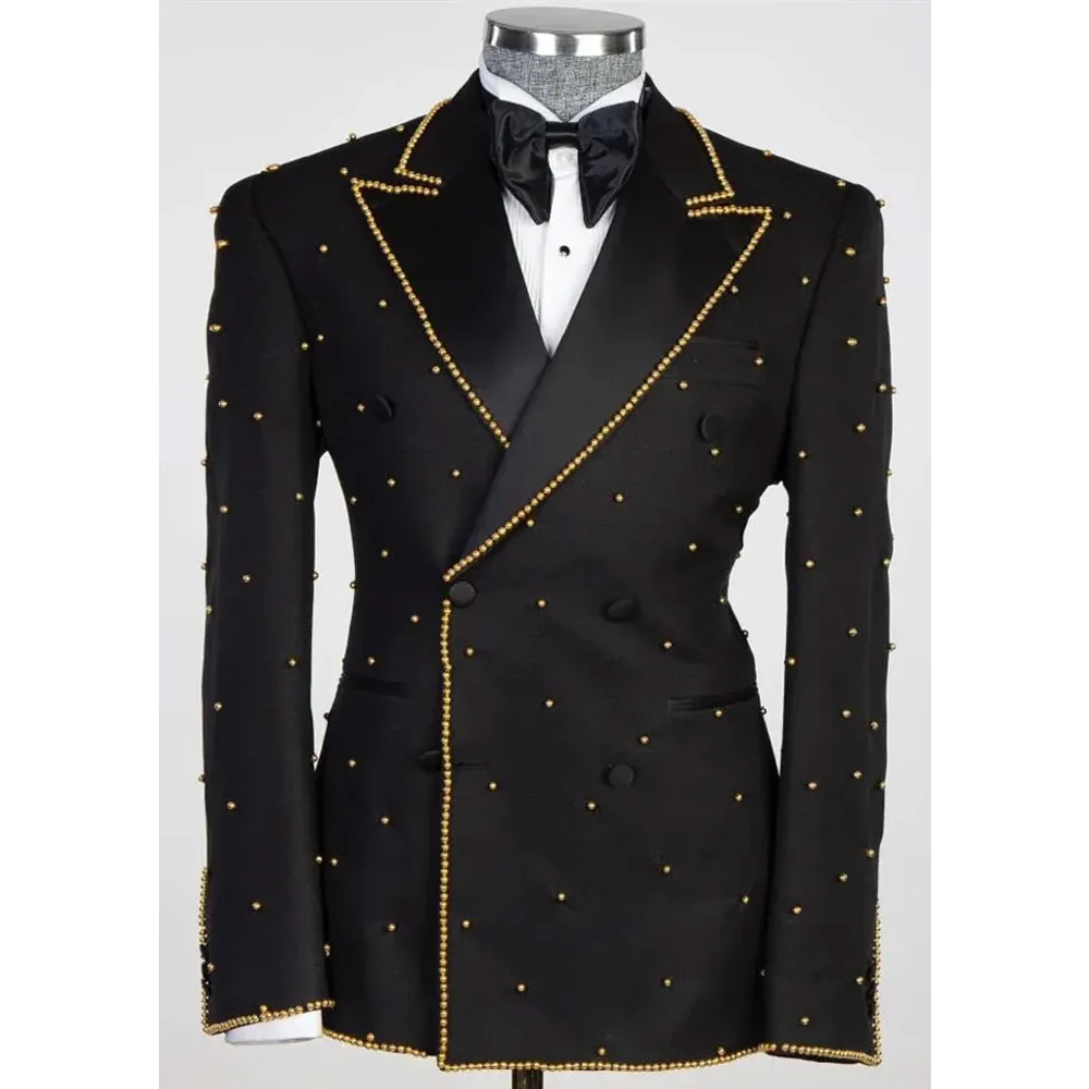 

Formal Diamond Luxury Suit Set For Men Elegant Single Breasted Tuxedo Set Classic Blazer Vest Pants Crystals Men's Suits