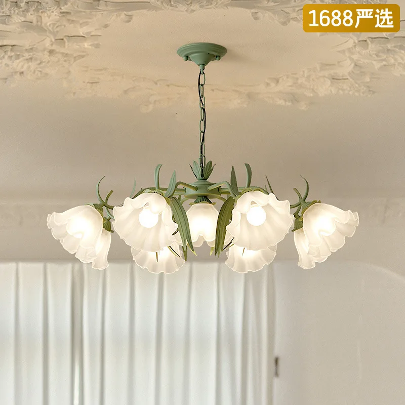 

Pastoral living room chandelier creative lily of the valley flower light American retro dining room bedroom light