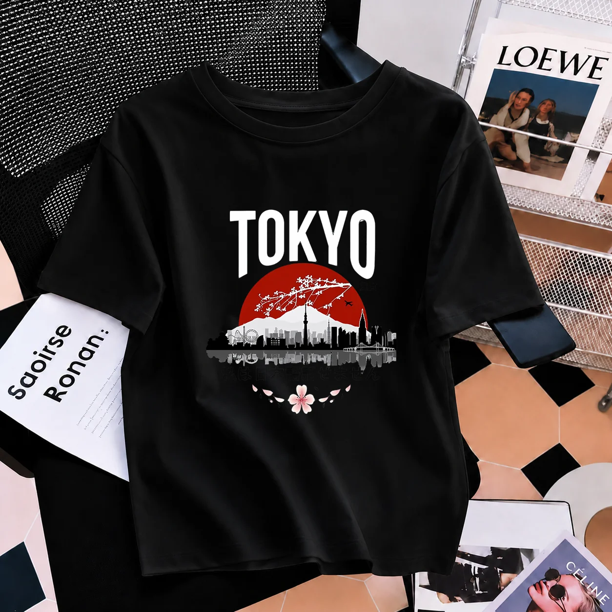 Women's Gothic Style Mackey T-Shirt Tokyo Y2K Funny Graphic Tee Hip Hop Street Trend Korean Style Top for Women