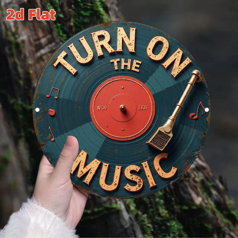 CIFBUY Retro Music Vinyl Aluminum Wall Art Waterproof Wear Resistant Play Music Sign Bar Cafe Garage Home Decor Gift