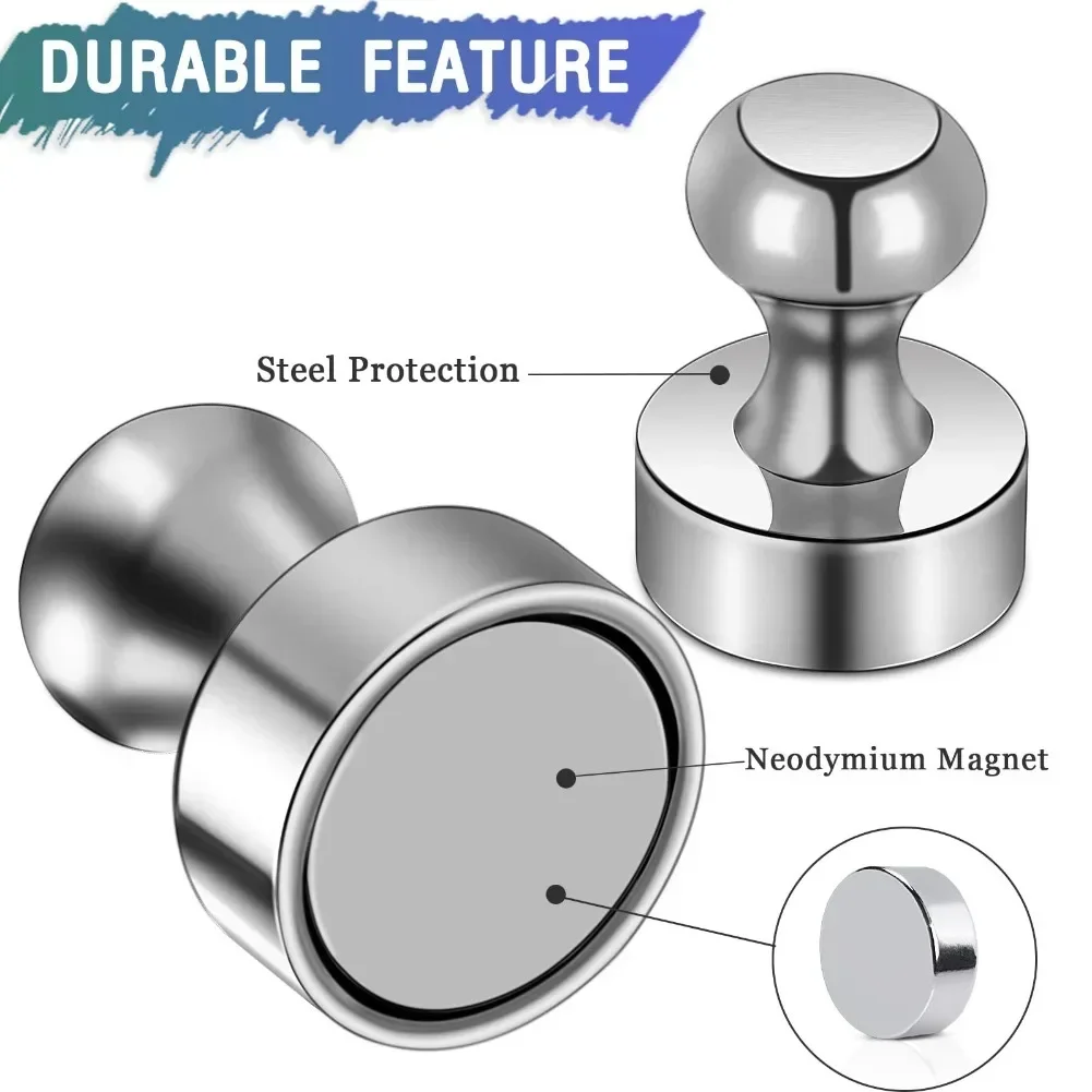 20Pcs Super Strong Neodymium Magnet Magnetic Pushpins Sucker Thumbtack Durable Steel Magnet Push Pin for Refrigerator Whiteboard