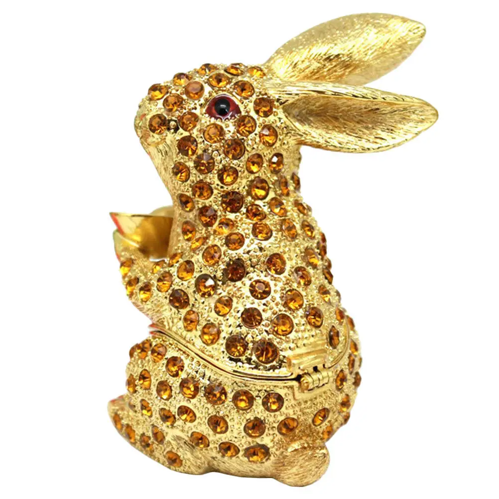 

Шкатулка для украшений в форме кролика из сплава, высококачественная, с тонкой отделкой, для защиты и декора, плавная работа, для рабочего стола