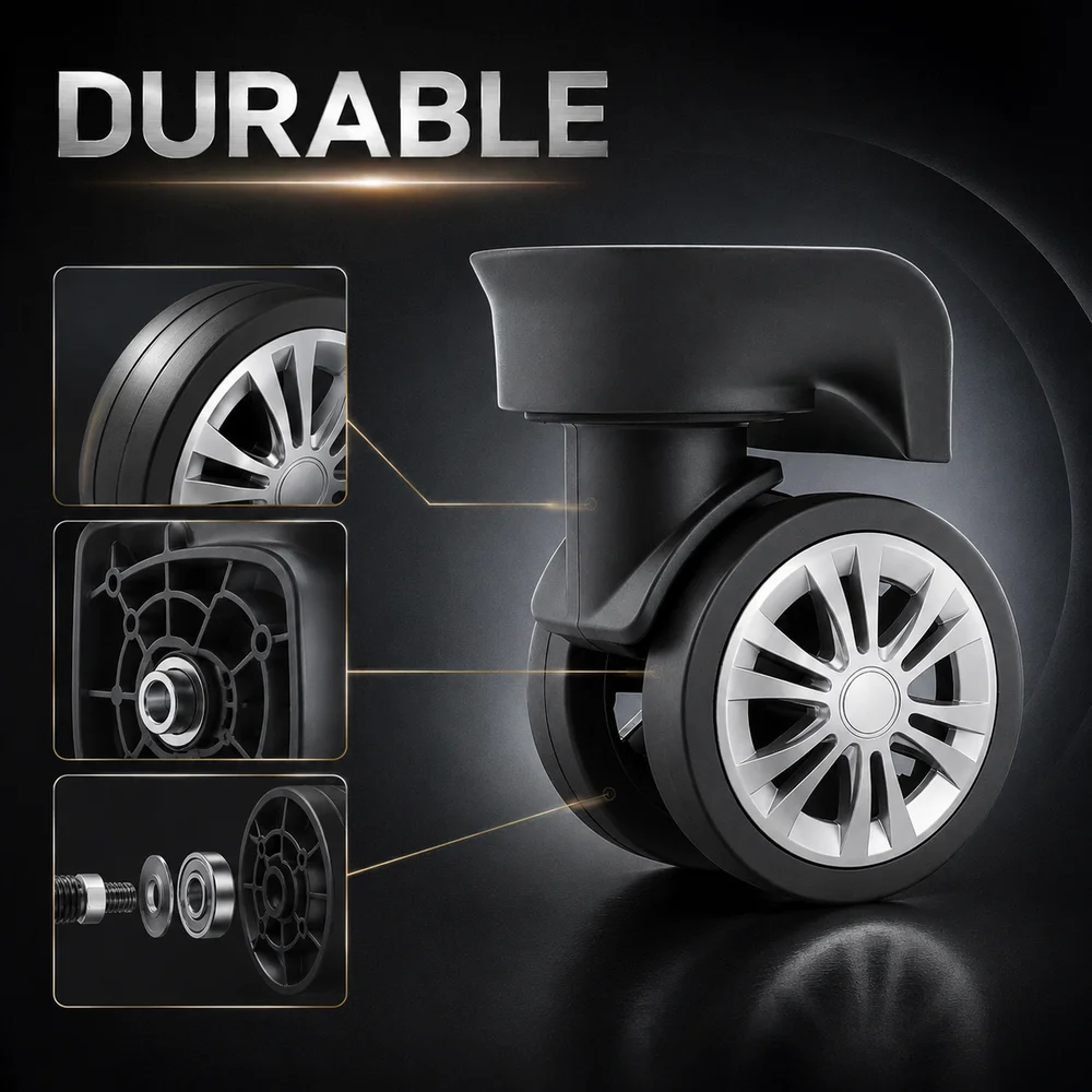 Durable Wear-resistant Replacement Spinner Wheels For Luggage Suitcase Trolley Bag with Silent Rolling Bearing Smooth 360° Rotat
