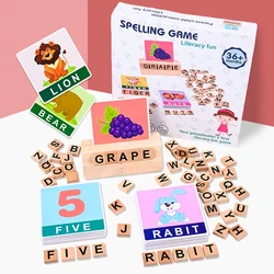 Children Wooden Spelling Puzzle Game Toy Montessori Educational Toys English Alphabet Cards Letter Learning Toys Gift for Kids