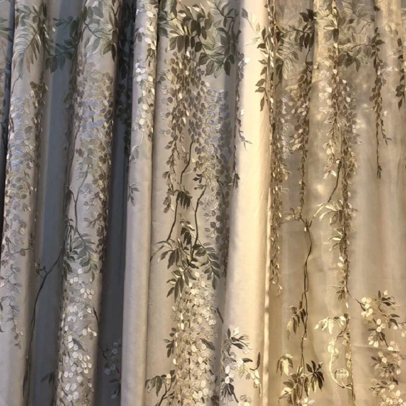 

Curtains for Living Room Dining Bedroom New Grape Flower Embroidery European Flower Damascus Restaurant Villa American Style