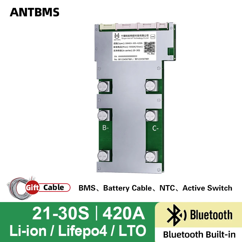 SMART BMS 400A 420A HighCurrent 4-30S BMS voor Lifepo4 Li-ion batterij met BT UART voor golfkar EV en industriële energieopslag