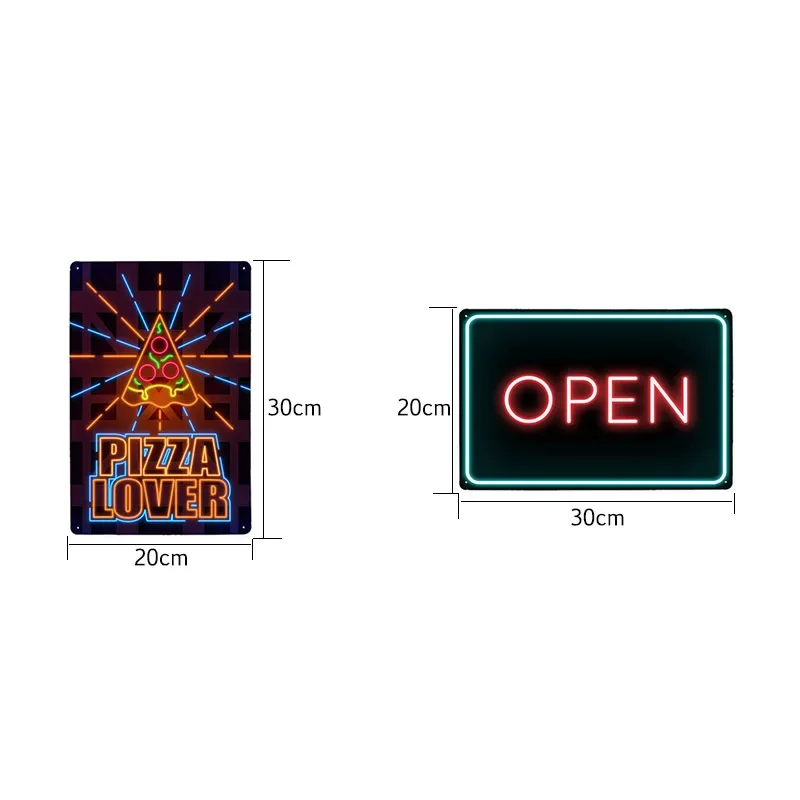 24 Hrs Bar Cafe  Neon Signs Beer Pizza Hot Dog Tacos Coffee Vintage Metal Poster Plaques Decoration Wall Tin Painting 20 20x30cm