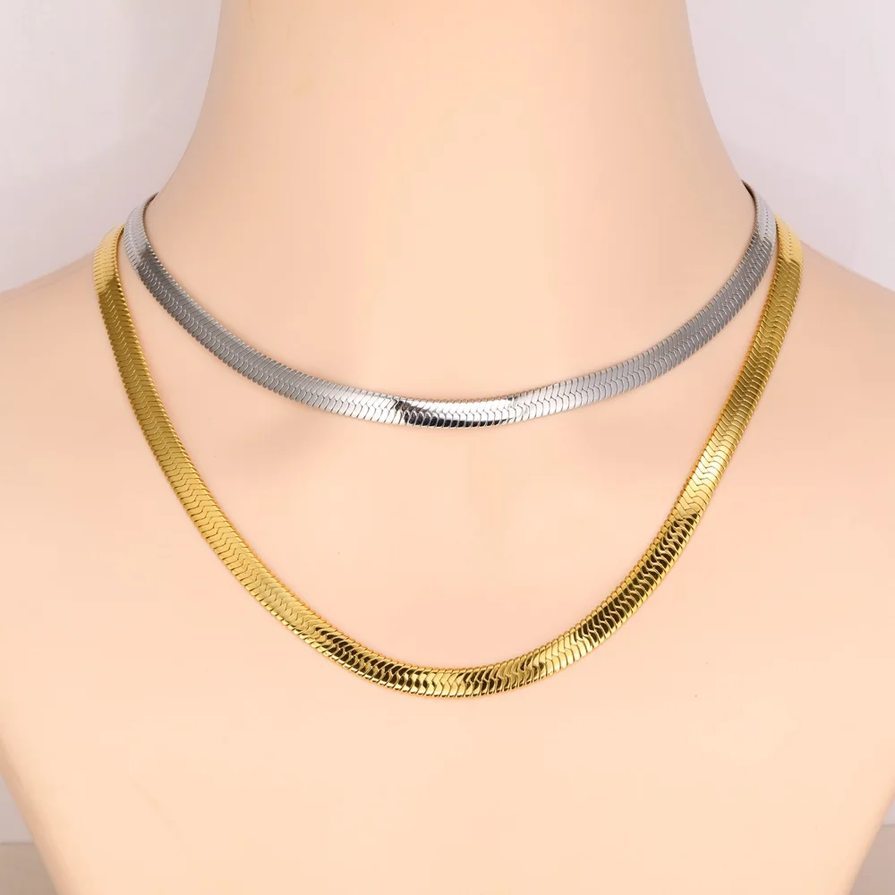 SDA 2/3/4/6mm Herringbone Chains Wholesale Women And Men Choker Necklace Silver Gold Color Stainless Steel Trendy Jewelry