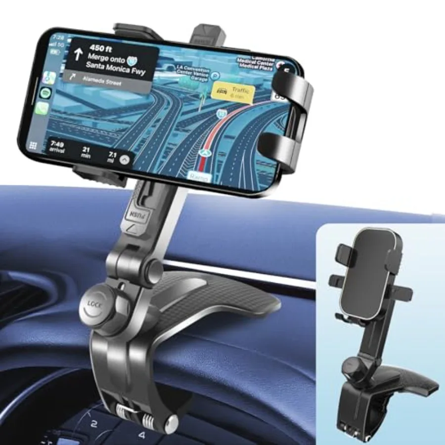 

Universal Car Phone Holder Mount, 2026 Upgrade 360 Degree Rotation Multifunctional Phone Clip Design, Dashboard Cell Phone Stan