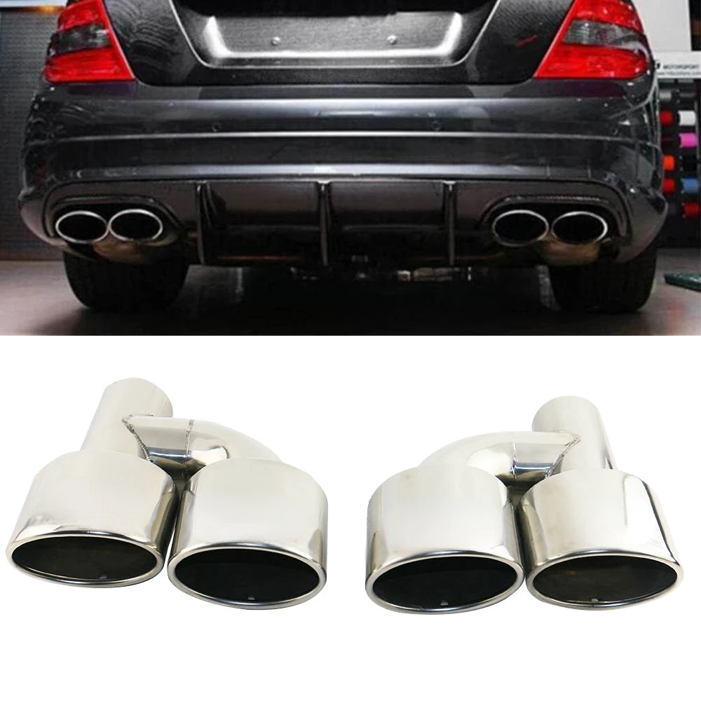 1set Car Dual Exhaust Tip Stainless Steel silver black Oval Muffler Exhaust Pipe 2.5 inch