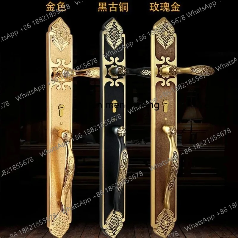 Luxury villa door lock double open door handle universal brass lock