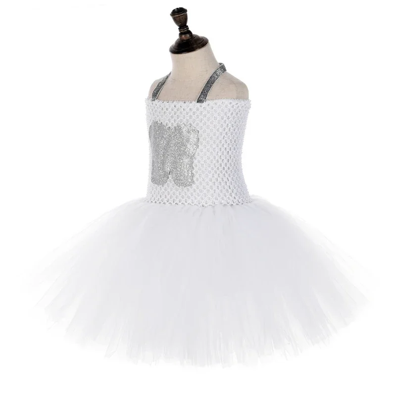 White Tooth Fairy Costume for Girls Christmas Halloween Dresses Kids Angel Elf Princess Ballet Tutus Outfit with Butterfly W@0Z*