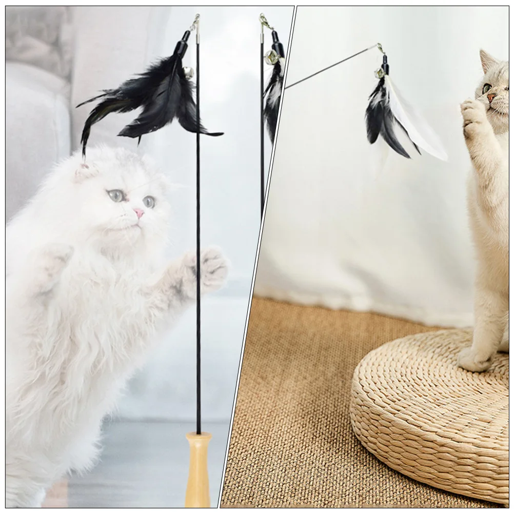 

2pcs Replacement Heads for Retractable Cat Tickling Sticks Feathered Wooden Pole Fishing Rod Interactive Flirting Plaything