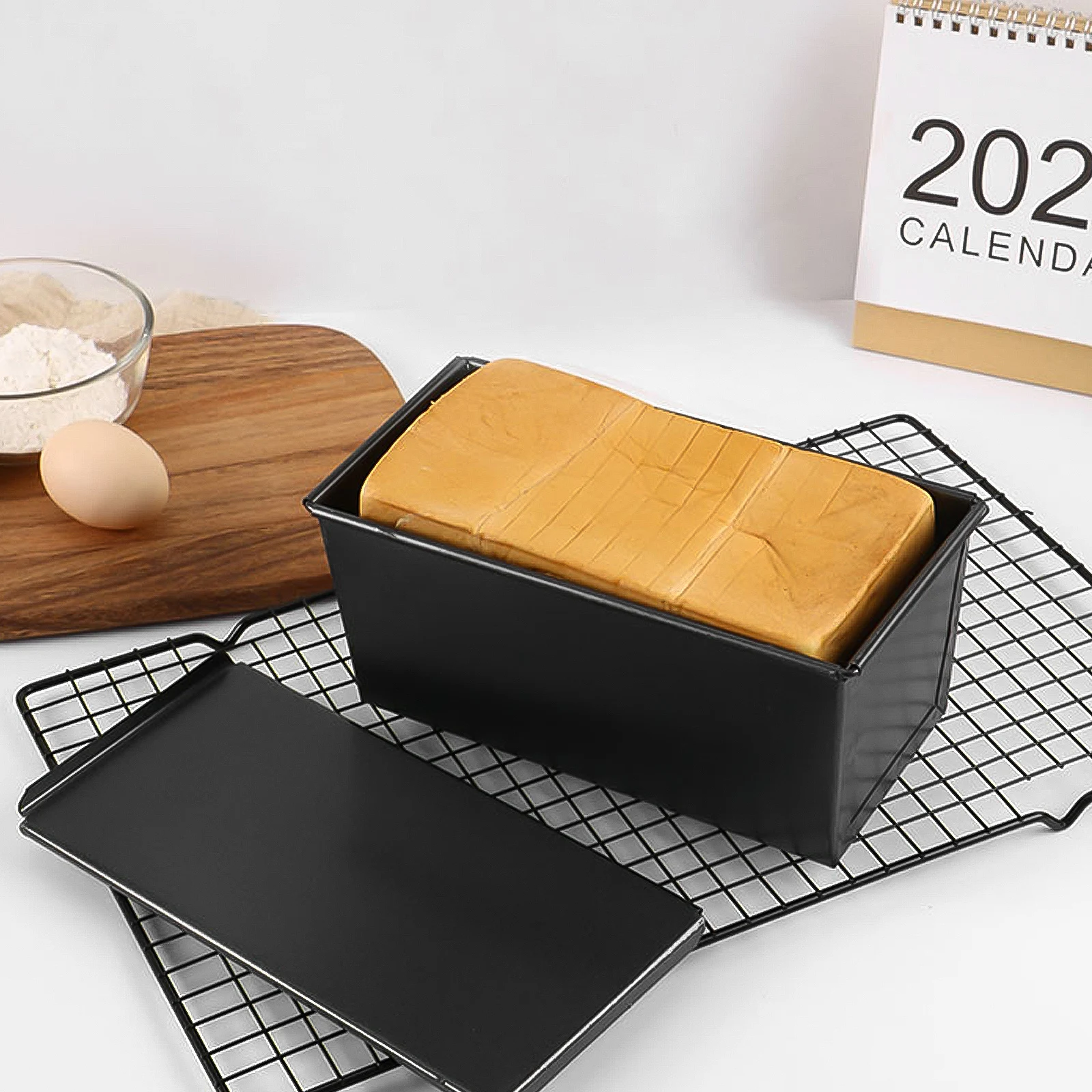 

Toast Mold Black Loaf Pan with Cover Non Stick Bread Oven Baking Mould Stainless steel Toast Bakeware Cake Mold Home Baking Tool