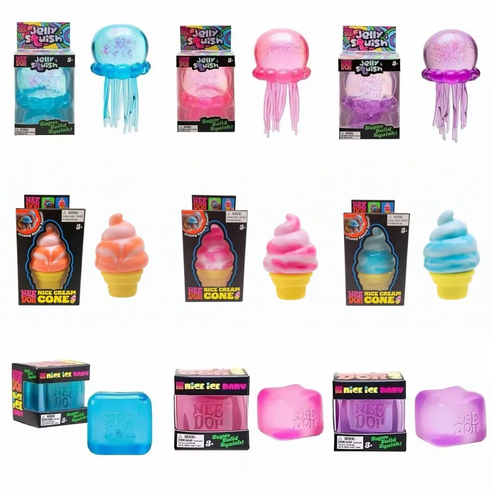 Trendiges Nee Doh Quallen- & Würfel-Squish-Spielzeug, weiches Gelatine-Sensorik-Stressabbau-Spielzeug, NeeDoh für Kinder und Erwachsene