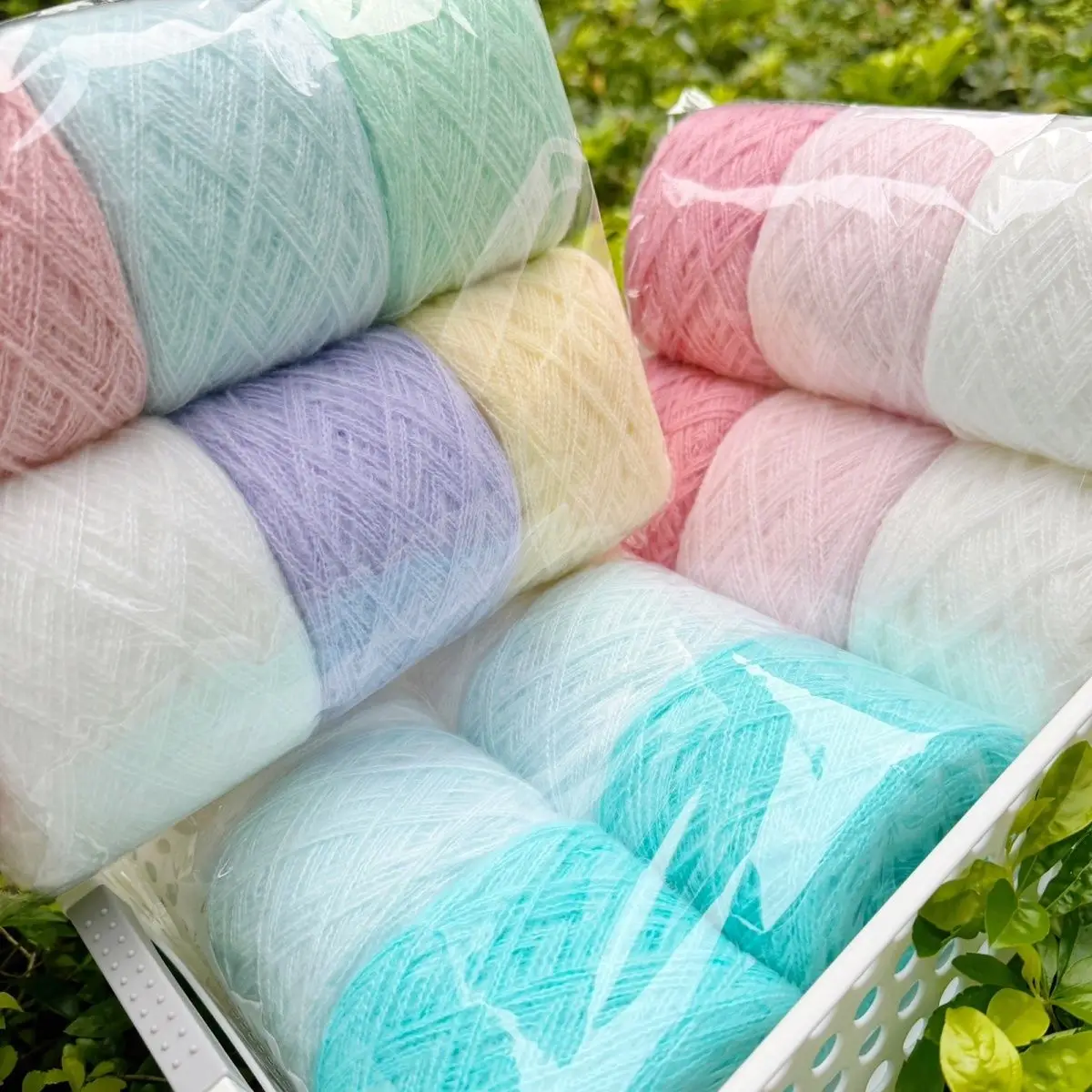 Juego de 6 uds de hilo de Mohair de 300g, hilo de lana de bebé de estambre suave para manualidades, tejido a mano, suéter, bufanda, bolsa, suministros de Material, hilo de ganchillo