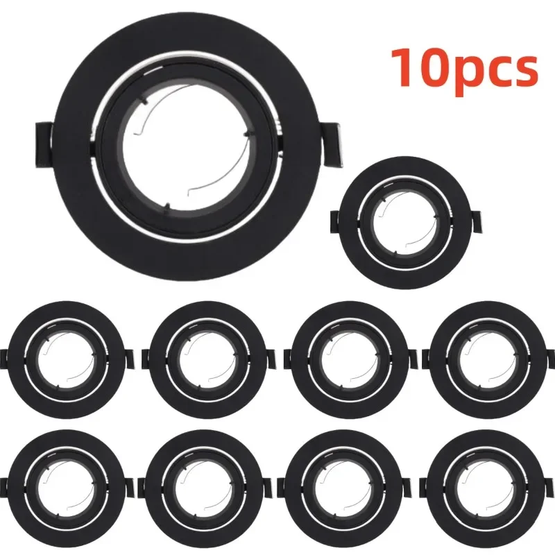 

10pcs Black Recessed LED Ceiling Spot Light Adjustable Frame Round MR16 GU10 Bulb Fixture Downlight Holder for Decor Lighting