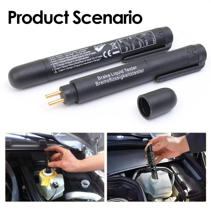 Penna di rilevamento dell\'olio dei freni per auto sonda in metallo nichelato strumenti di ispezione del liquido dei freni automatici portatili per
