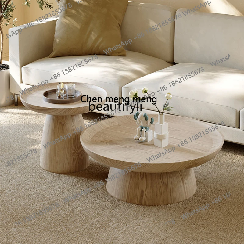 

Chinese Ancient Style round Tea Table Combination Living Room Home Italian Minimalist Walnut Light Luxury Tea Table