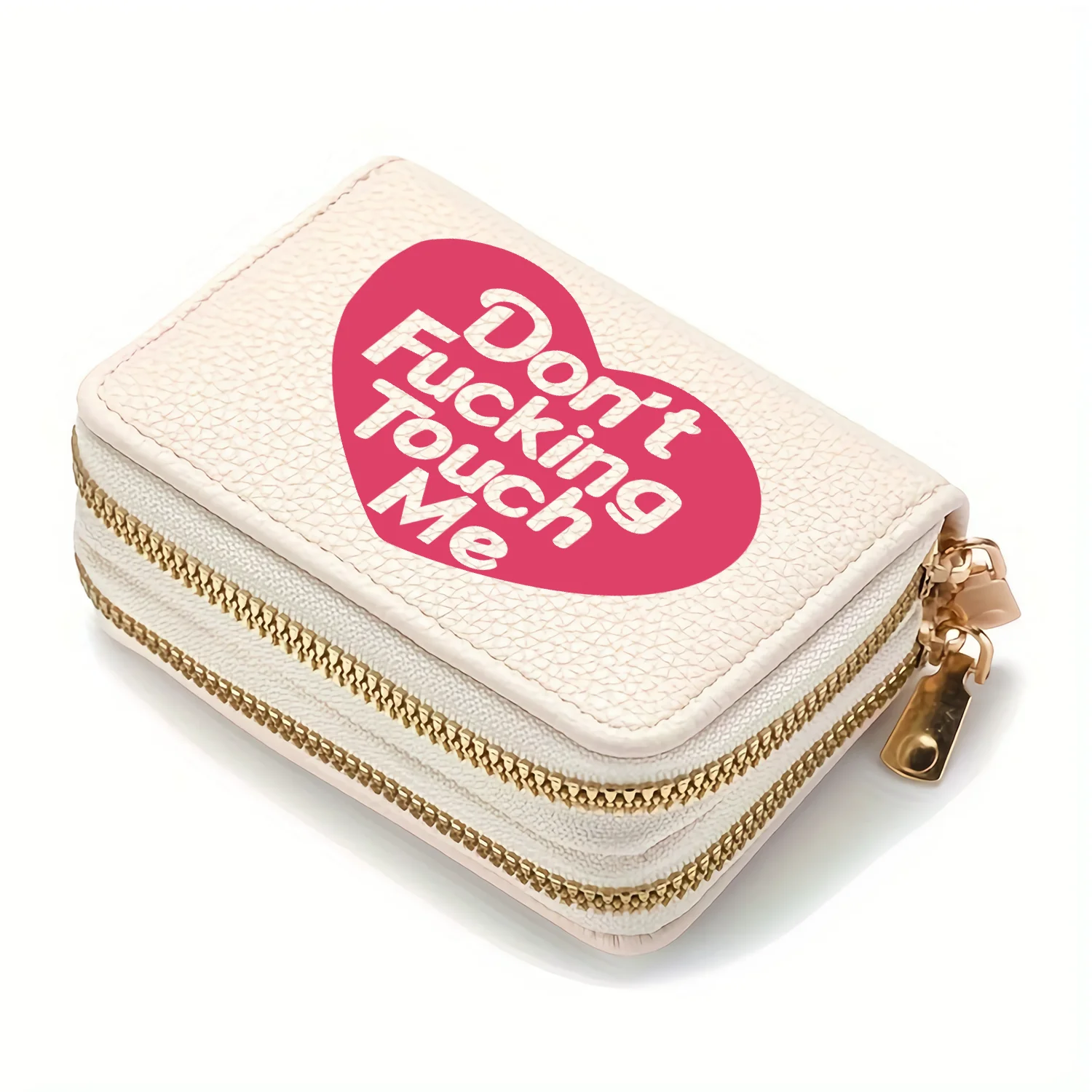 Heart Prints Women Multipurpose Large Capacity ID Card Holder Organ Type Clutch Bags Double Zipper Wallet PU Leather Coin Purse