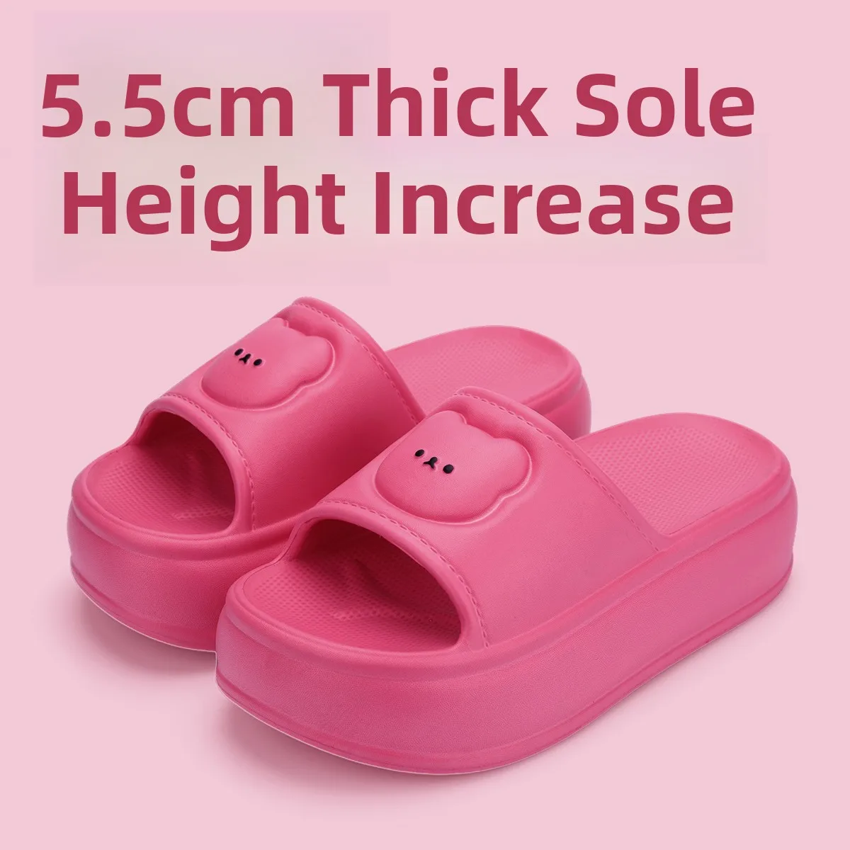 

Women's Summer Thick Heel Slippers Fashionable Outdoor Wear-Resistant Slip-On Sweet Style EVA Material Winter Suitable