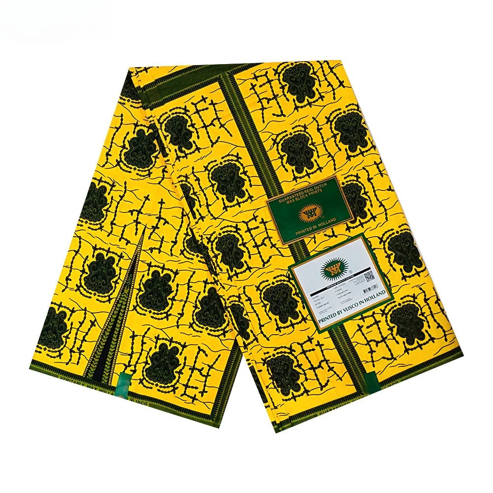 

Черная печатная желтая африканская стильная восковая хлопчатобумажная ткань для шитья своими руками, скатерть, брюки, одежда, подушка для дивана R2162