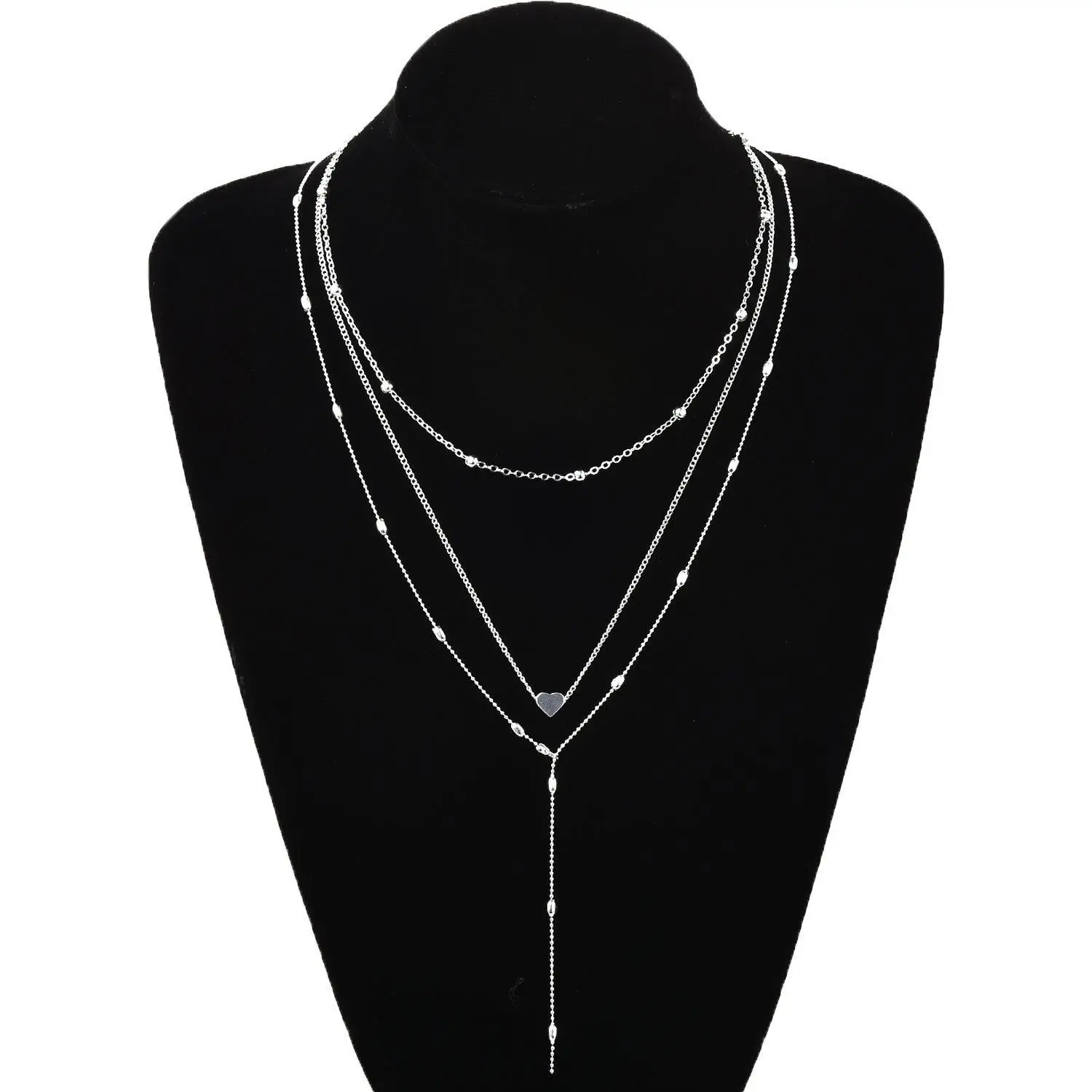

Cross-Border Heart Pendant Multi-Layer Sexy Bead Chain Nelace Trendy Alloy Women's Nelace Set Faionable Accory