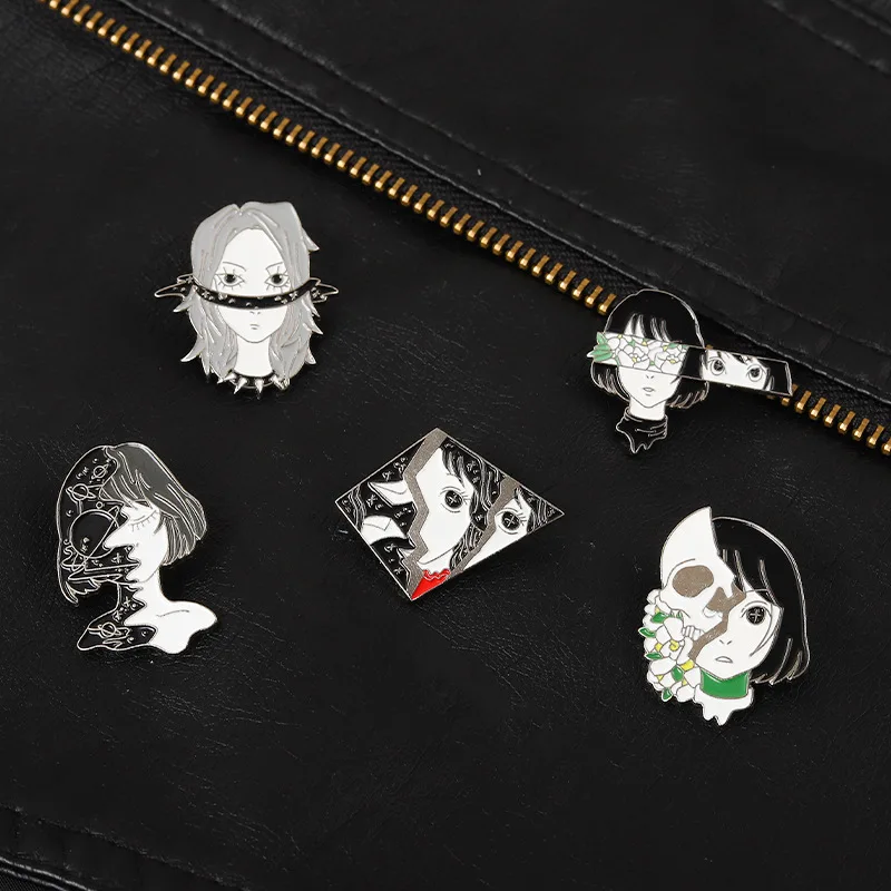 Anime Film and Television Characters Alloy Brooch Cartoon Skull Girl Oil Clothing Accessories Backpack Brooch Badge Lapel Pin