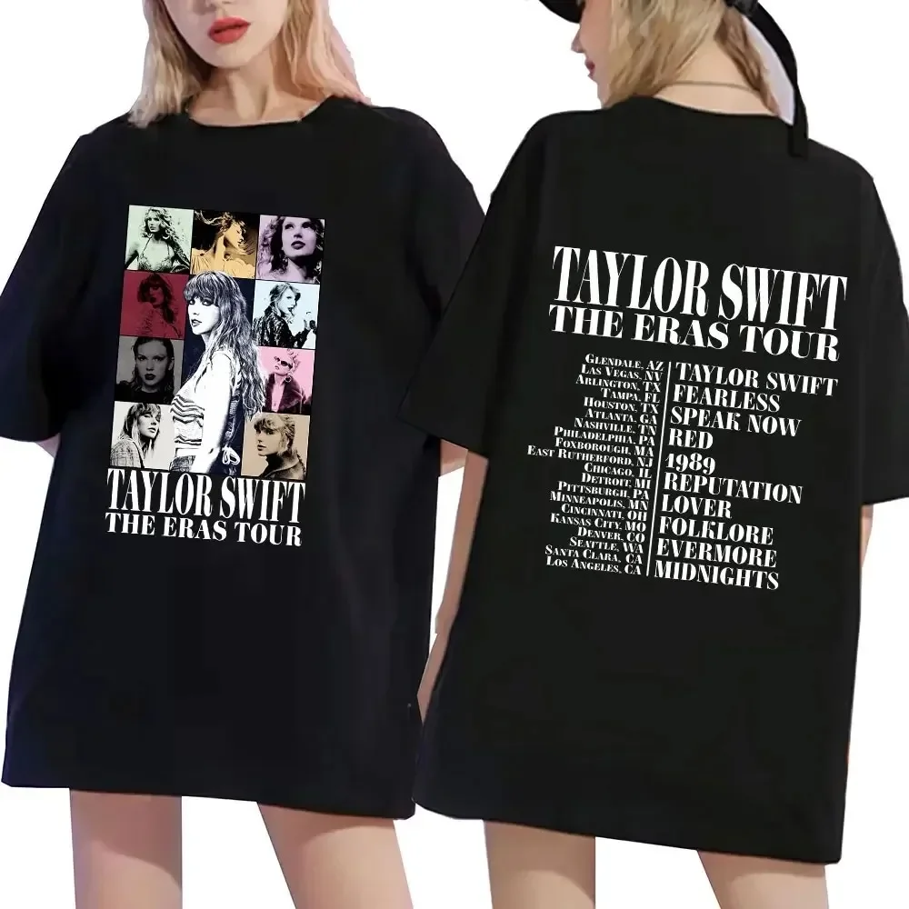 2024 Taylor The Eras Tour World Tour Shirt Women\'s Aesthetic Short Sleeve Cotton T-Shirt Fashion Harajuku Oversized T-Shirt Top