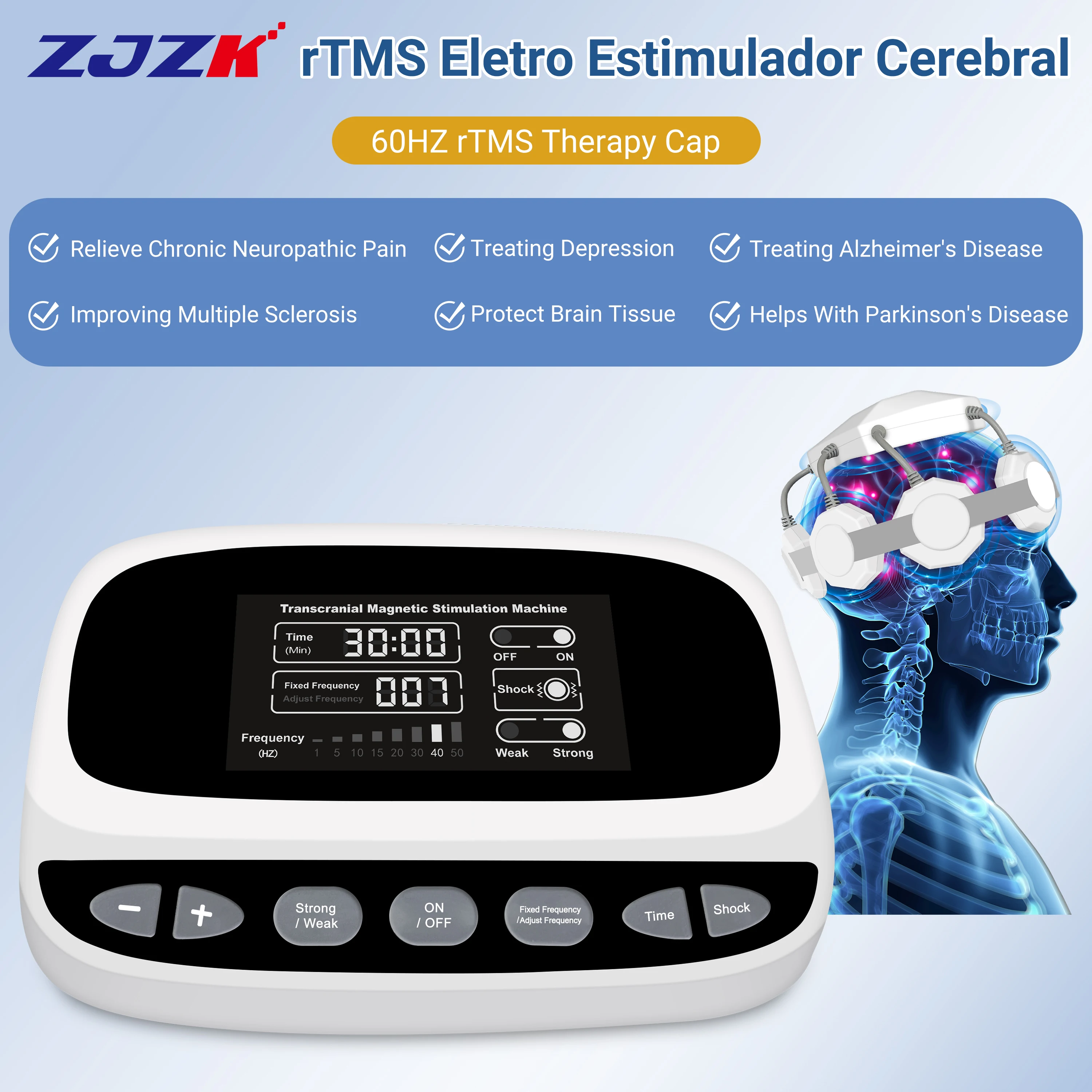 ZJZK TMS estimulación magnética transcraneal, estimulación magnética transcraneal RTMS