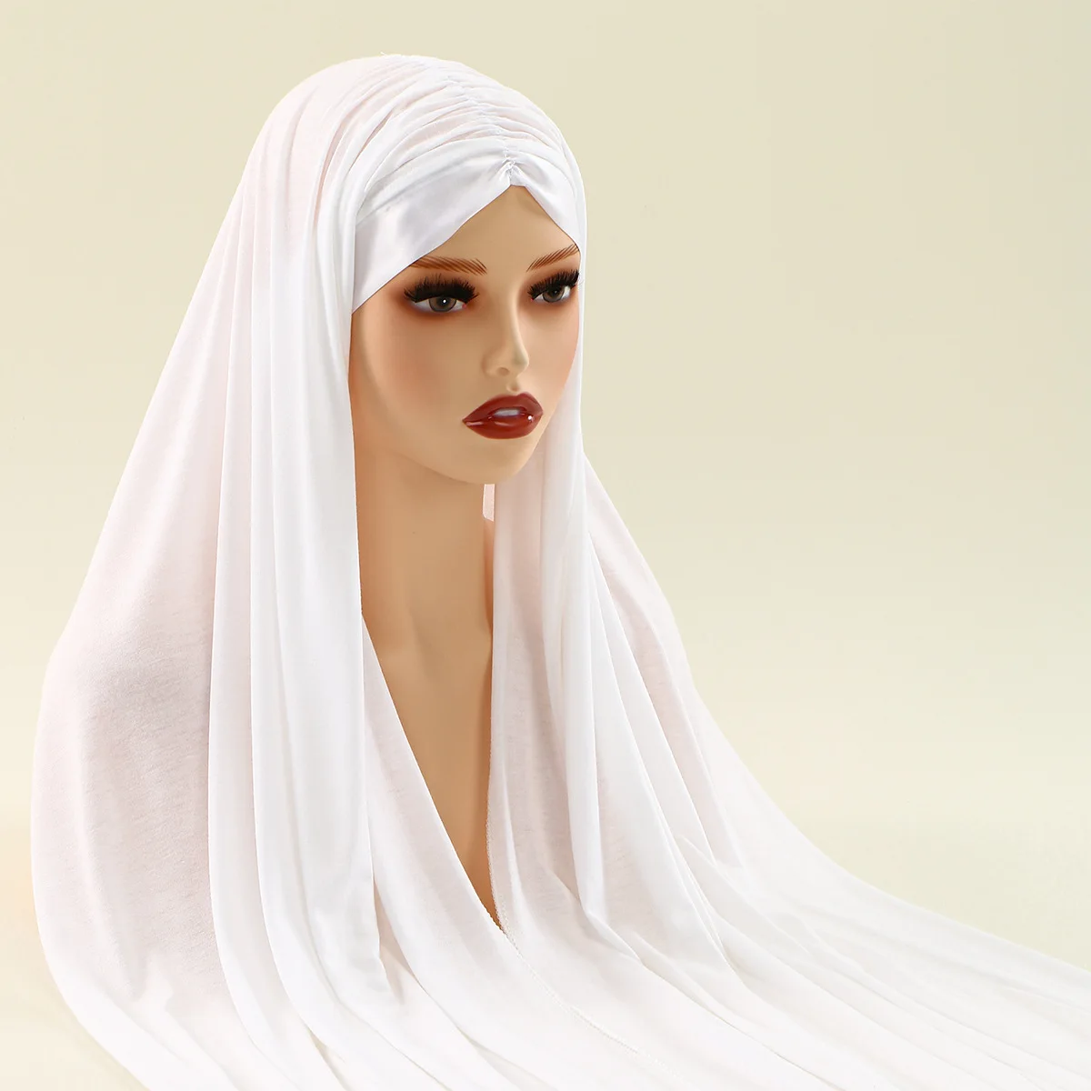 

Muslim Hijab Jersey Scarf with Bandage Non-Slip Women Headscarf Islam Long Shawl Headband Turban Wraps Bandanas Turbante Mujer
