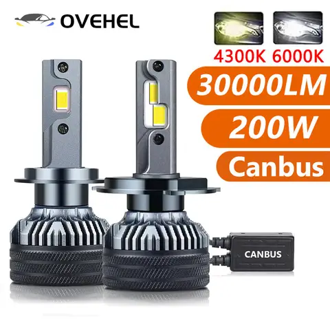 H7 H4 Led 30000LM 200W 이중 구리 튜브 빛 자동차 H1 H11 6000K 4300K ​​12V 자동차 24V 트럭 9005 HB4 9006 Led 헤드 라이트 전구