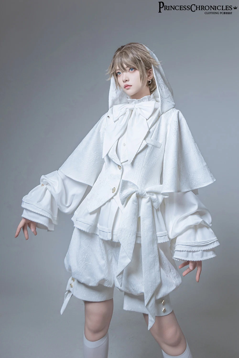 Hunting Rabbit White Moonlight Edition Retro Cool Ouji Lolita Jacket /Short Pants/Trousers Set by Princess Chronicles