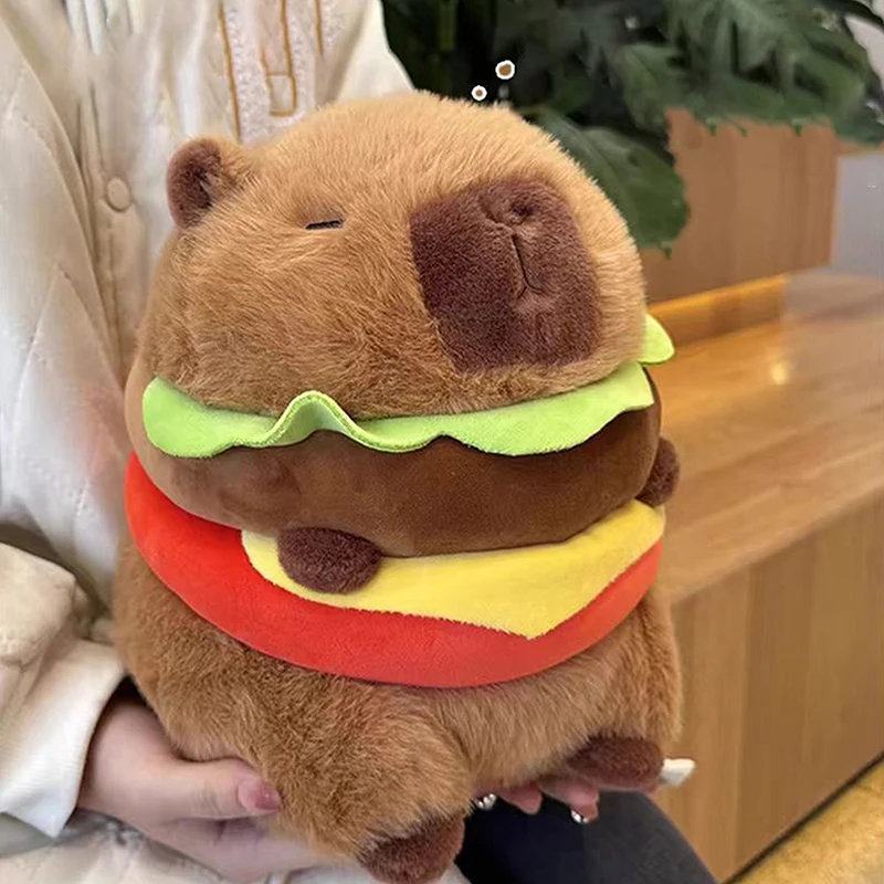 Capybara Plush Toy Hamburger Shape Capibara Plush Toy Fluffty Kawaii Soft Plush Doll Best Birthday Gifts For Kids