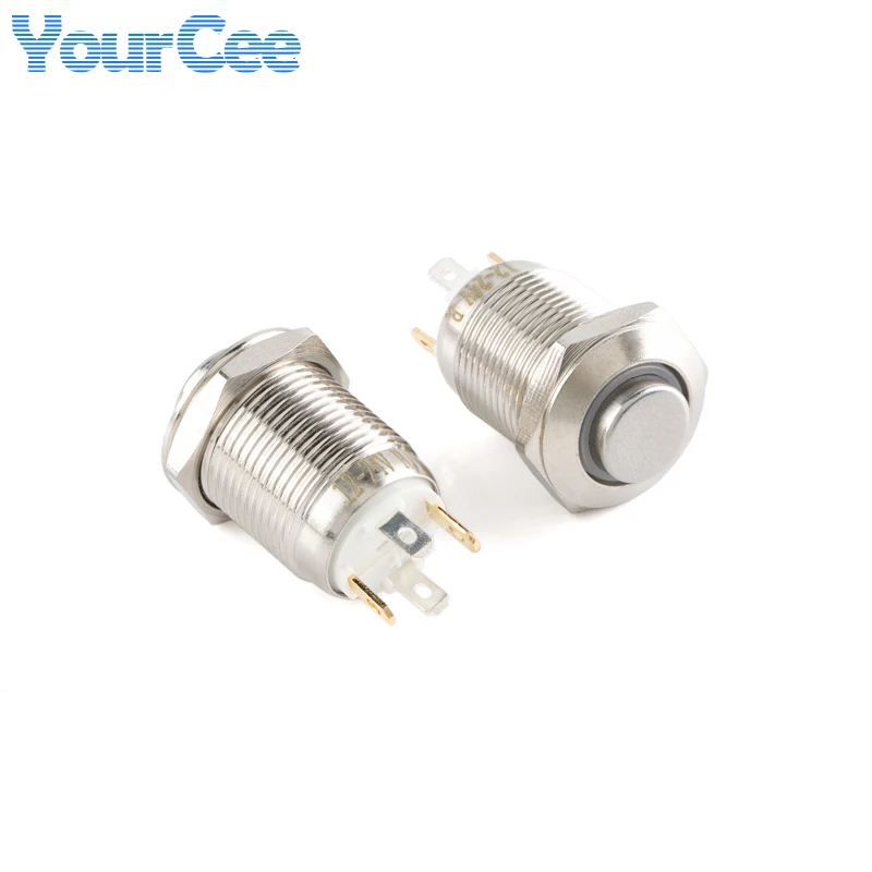 12mm Metal Pushbutton Switch 12v 24v Light Switch Self reset Locking Waterproof IP65 Button Ring Power symbol Momentary GQ12 2P