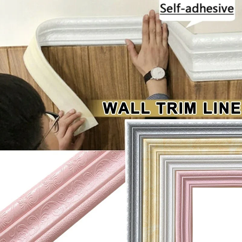 3D Self-adhesive Waistline Wallpaper Wall Decoration Self-adhesive Foam Frame Strip Waterproof Skirting Wall Tape