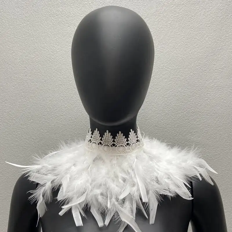 1PCS Halloween Costume Decor Turkey Feather Neck Wrap Feather Scarf Spliced Material Halloween Costume Decor Turkey Feather